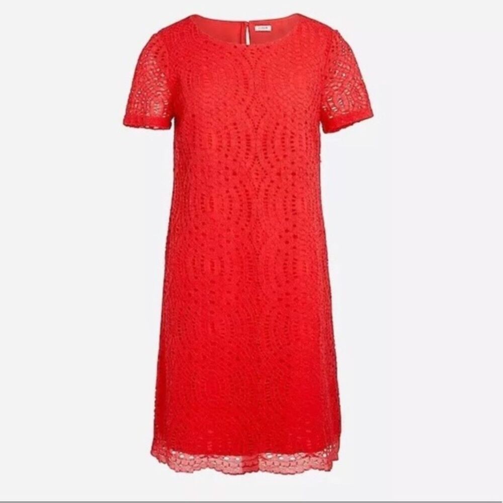J.Crew Lace Eyelet Shift Dress | Coral Pink‎ Scalloped Hem | Women’s 4